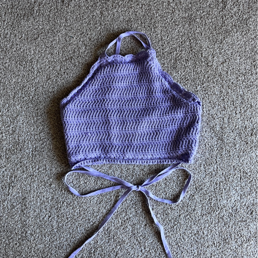 Hollister Crochet Purple Cropped Tank Top